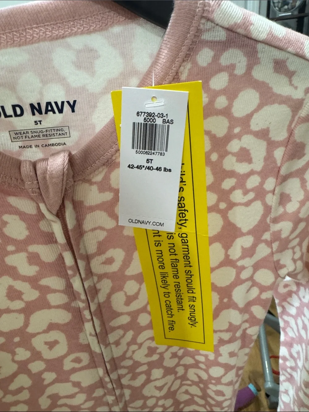 Old Navy Pink and Cream Leopard-Print Footed One-Piece